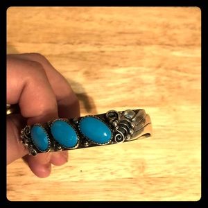 Solid silver/turquoise bracelet